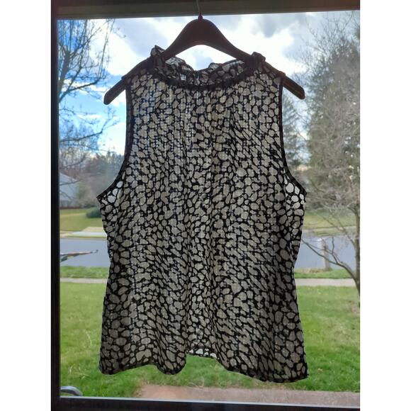 Sleeveless Tank Snow Leopard Print Who What Wear Blouse Sheer Womens Size XL - Picture 4 of 7